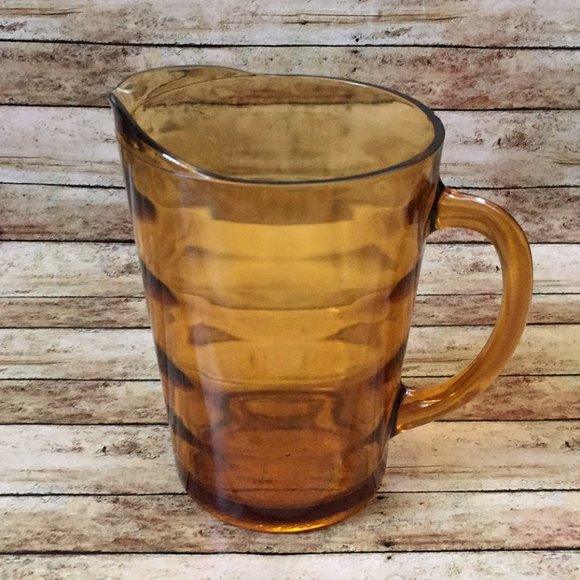 Vintage Hazel Atlas Amber Orange Glass Drink Pitcher